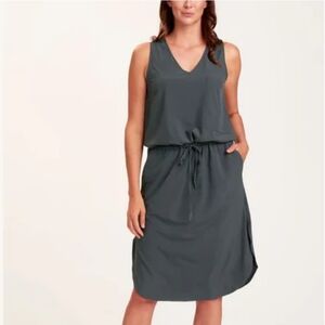 XCVI Wearables Fabe Dress Tie Waist V Neck Dress Grey Charcoal Size XS